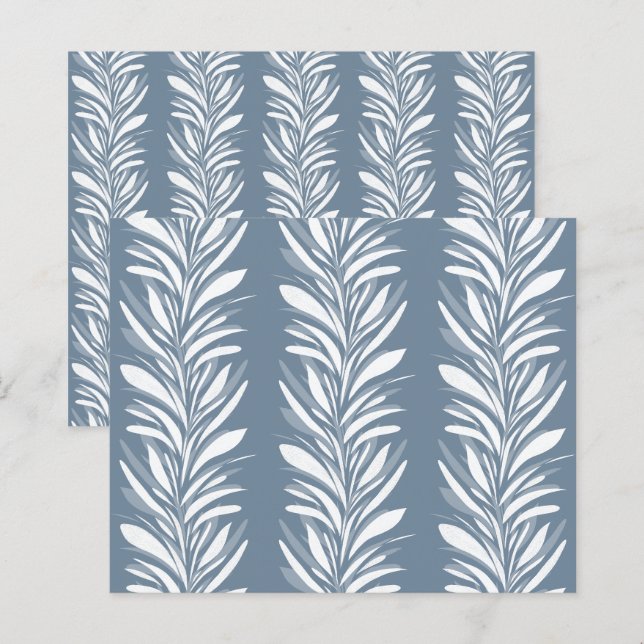 Stofblauw Modern Bladeren Scrapbook Papier (Voorkant / Achterkant)