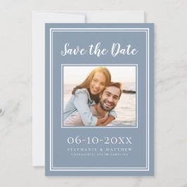 Stofblauw Moderne Elegante Foto Save The Date