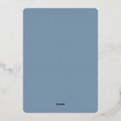 Stofblauw | Moderne Minimalistische Script Baby Sh Folie Uitnodiging (Achterkant)