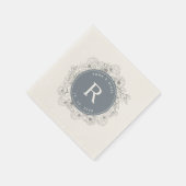 Stofblauw Monogram Trouwfeest Servet (Hoek)
