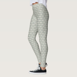 Stofblauw Neutrale Vogels Kraanvogels Art Deco Pat Leggings