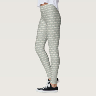 Stofblauw Neutrale Vogels Kraanvogels Art Deco Pat Leggings
