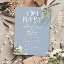 Stofblauw Oh Baby Botanische Groene Baby Shower Kaart