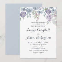 Stofblauw & Paarse Elegante Bloemige Rustieke Brui