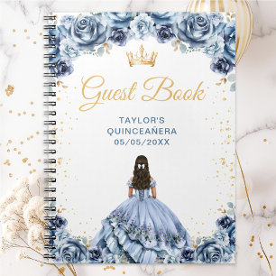 Stofblauw prinses Quinceañera gastboek Notitieboek