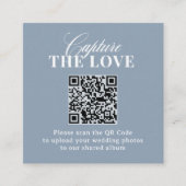 Stofblauw | QR-code Huwelijk Deel de Liefde Informatiekaartje (Voorkant)