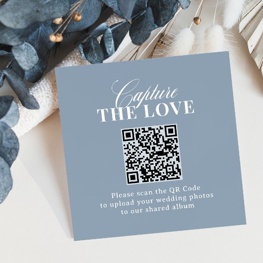 Stofblauw | QR-code Huwelijk Deel de Liefde Informatiekaartje