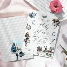 Stofblauw & Roze Alice In Wonderland Baby Shower