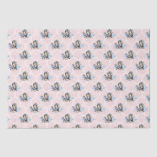 Stofblauw & Roze Alice In Wonderland Baby Shower Tissuepapier