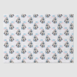 Stofblauw & Roze Alice In Wonderland Baby Shower Tissuepapier