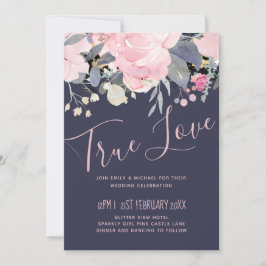 Stofblauw Roze Roze Bloemen Huwelijksbudget