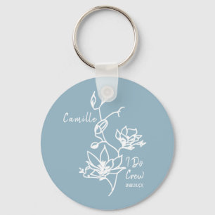 Stofblauw Rustieke I Do Crew Bruidsmeisje Bruid Sleutelhanger