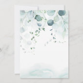 Stofblauw & Saliegroen Eucalyptus Bruiloft Kaart (Achterkant)