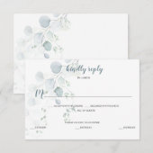 Stofblauw & Saliegroen Eucalyptus Maaltijdselectie RSVP Kaartje (Voorkant / Achterkant)