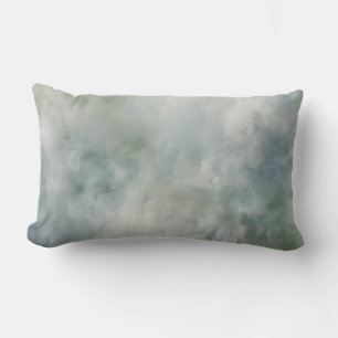 Stofblauw Saliegroen Wit Aquarel Abstract Kussen