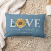 Stofblauw schuur hout, gouden zonnebloem Huwelijk  Kussen (Deken)