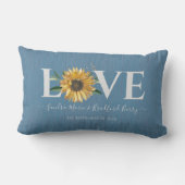 Stofblauw schuurhout, gouden zonnebloem Huwelijk  Kussen (Achterkant)