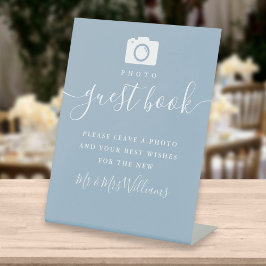 Stofblauw Signature Script Foto Gastboek Reclamebord Met Voetstuk