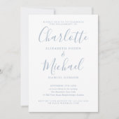 Stofblauw Signature Script Verloving Feest Kaart (Voorkant)