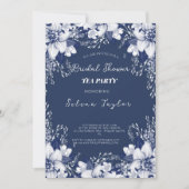 Stofblauw theepartij bruids douche kaart (Voorkant)