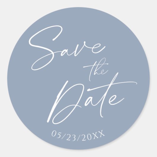 Stofblauw Trouwuitnodiging Retouradres Label (Voorkant)