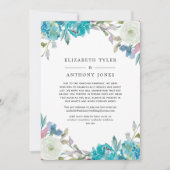 Stofblauw & Turquoise Beperkte Trouwgastenlijst Aankondiging (Voorkant)