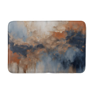 Stofblauw Verbrand Oranje Marineblauw Abstract Badmat