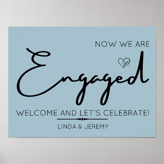 Stofblauw verlovingsfeest welkomstbord poster (Voorkant)