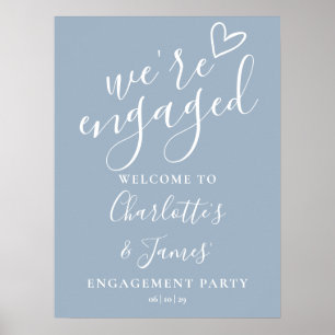 Stofblauw verlovingsfeest welkomstbord poster