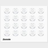 Stofblauw Vintage Bloem Bruiloft Bedankt Stickers (Vel)