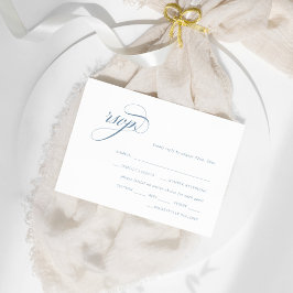 Stofblauw Vintage Crest RSVP Informatiekaartje