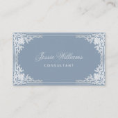 Stofblauw Vintage Elegant Script Calligrafie Visitekaartje (Voorkant)