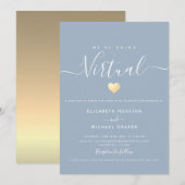 Stofblauw Virtueel Huwelijk Kaart (Voorkant / Achterkant)