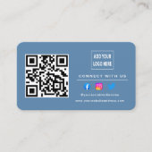Stofblauw Volg Scan om verbinding met ons te maken Visitekaartje (Voorkant)