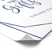 Stofblauw Waterverf Bloemkaarten en -cadeaus Bord Poster (Hoek)