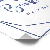 Stofblauw Waterverf Bloemstuk Gastboek Bord Poster (Hoek)