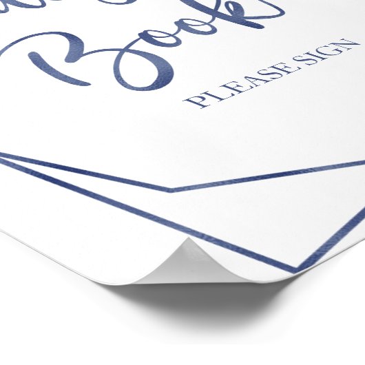 Stofblauw Waterverf Bloemstuk Gastboek Bord Poster (Hoek)