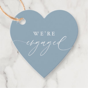Stofblauw We zijn verloofd Verlovingsfeest Favorie Bedankjes Labels