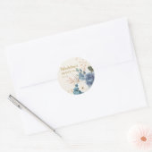 Stofblauw Witte Bloemengold Glitter Sweet 16  Ronde Sticker (Envelop)