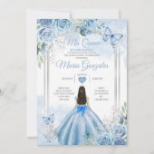 Stofblauw & Witte Mis Quince 15 Jaar Zilveren Kroo Kaart (Voorkant)