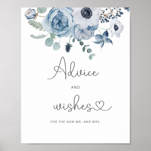Stofblauwe advies en wensen voor pasgetrouwden pos poster (Voorkant)