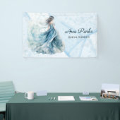 Stofblauwe Alcohol Inkt Bruid Bruiloft Feest Spandoek (Beurs)