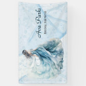 Stofblauwe Alcohol Inkt Bruid Bruiloft Feest Spandoek (Verticaal)