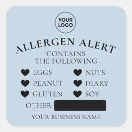 Stofblauwe Allergie Alert Bakkerij Cake Voedsel St Vierkante Sticker
