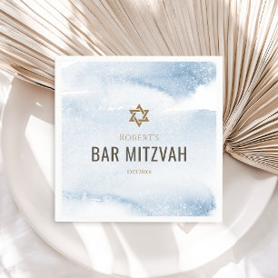 Stofblauwe Aquarel Bar Mitswa Servet