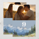 Stofblauwe Aquarel Berg Foto Tafelnummer (Voorkant / Achterkant)