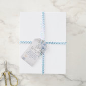 Stofblauwe Aquarelrozen Wijn Wensput Cadeaulabel (Met Touw)