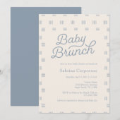 Stofblauwe Baby Brunch | Minimalistische Sage Boho Kaart (Voorkant / Achterkant)