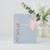 Stofblauwe Baby Shower Boho Briefkaart (Staand voorkant)