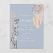 Stofblauwe Baby Shower Boho Briefkaart (Voorkant)